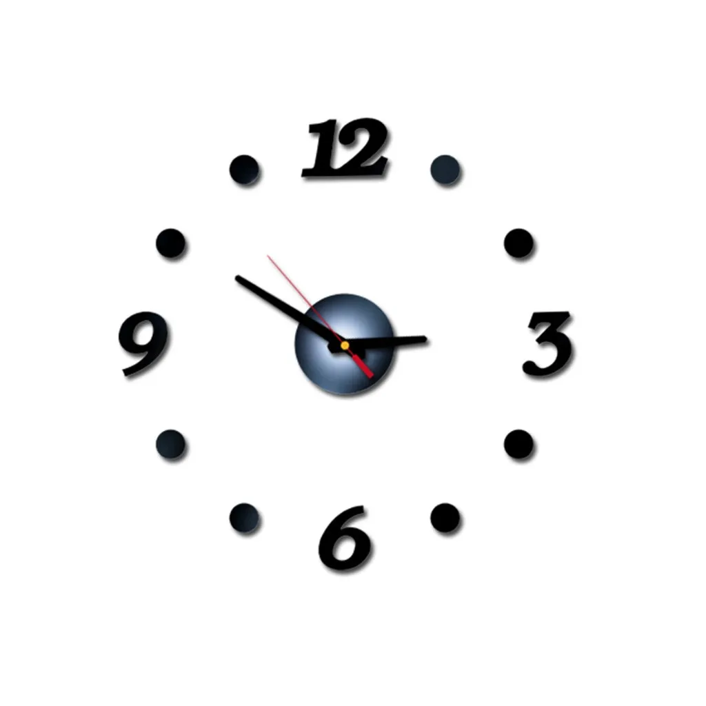 ISHOWTIENDA DIY часы настенные наклейки 3D большое зеркало наклейка на стену в форме часов украшение дома современный дизайн настенные часы Наклейка на стену - Цвет: Black