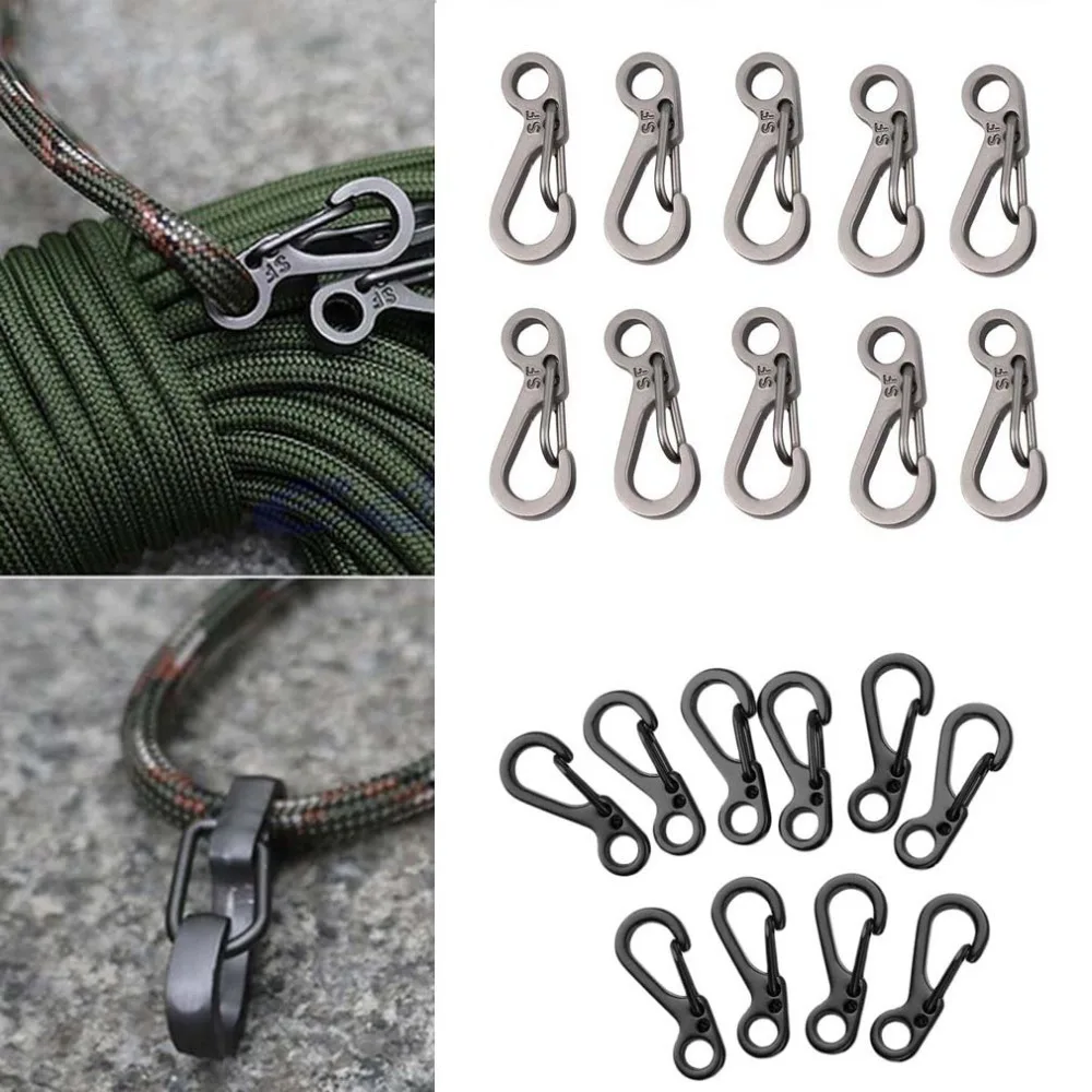 

10Pcs/Lot Outdoor Mini Aluminium Alloy Hang Buckle Survival EDC Gear Carabiner Key Chain Clip Quickdraw Key Chain Travel Tools