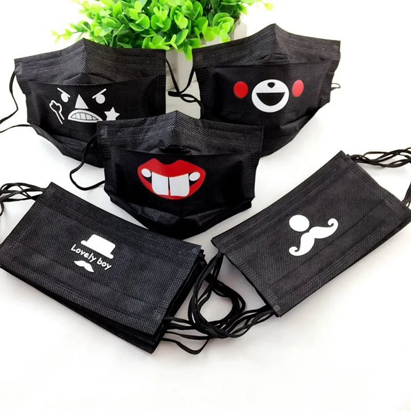 

New Activated Carbon Four Layers Disposable Printed Pattern Tide Face Mask Cotton Dustproof Mouth Face Mask Unisex Korean Style