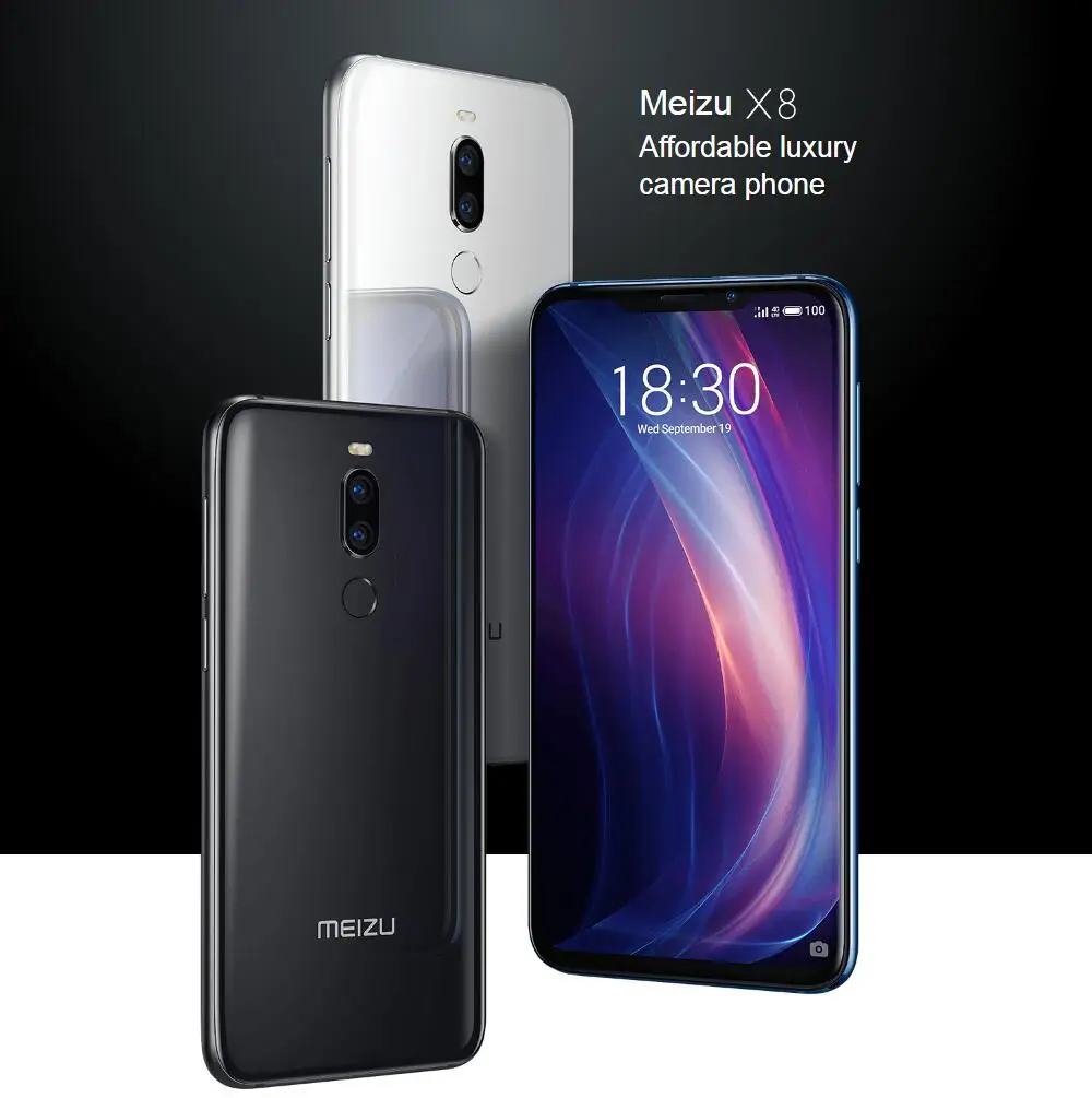 Мобильный телефон Meizu X8 6," 2220x1080px, 4 ГБ, 64 ГБ, Восьмиядерный процессор Snapdragon 710, камера 20 Мп+ 12 Мп, смартфон 3210 мАч, 4G LTE