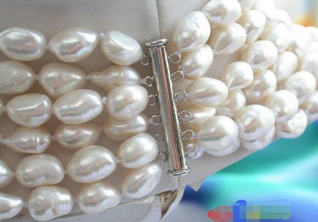 

Wholesale FREE SHIPPING >>> p2409 6ROW 11MM WHITE BAROQUE FW CULTURED PEARL NECKLACE