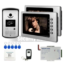 DHL LIBRE Sistema Home 7 pulgadas de Video Teléfono de Puerta de Intercomunicación 1 1camera 2 Monitores de Control Remoto Timbre de la puerta de Acceso RFID En Stock