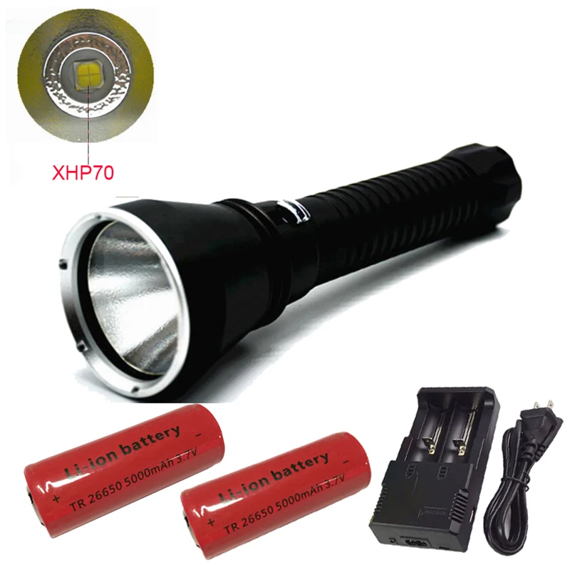 

Super Brightness XHP70 LED Flashlight Light 6000 Lumens Diving Flashlight Tactical 26650 Torch Underwater 100M Waterproof