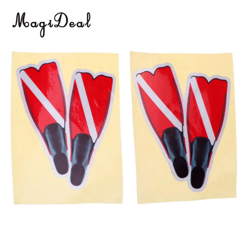 MagiDeal 2 cs Self-Adhesive Reflective Scuba Diving Diver Fins Sticker Flippers Decal for Swimming Car Truck Bumper Dinghy Decor