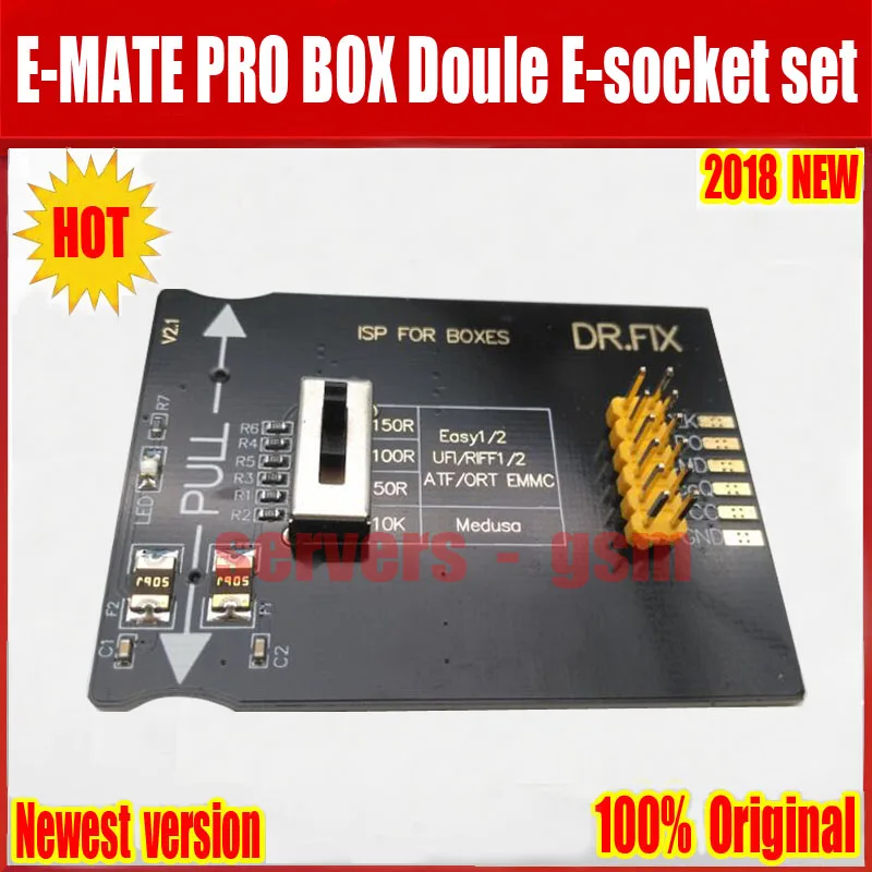 Новые оригинальные E-MATE коробка EMMC doule E-разъем Поддержка BGA100 136 168 153 169 162 186 221 529 254 для легкий JTAG плюс UFI коробка Rif