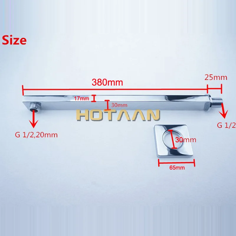 38cm Length Conceal Install Shower Fixed Connecting Pipe Wall Mounted Shower Arm Head Accessory shower head extension arm