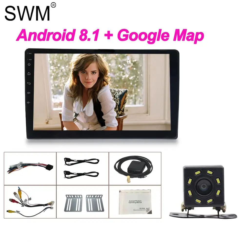 

SWM 10" Android 8.1 Radio Car Google Map Autoradio GPS Navigation Auto Car Stereo 1080P Mirror Link Reverse Image Autoradio Blue