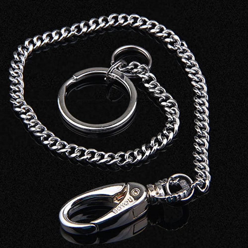 

Fashion Long Metal Keyring Keychain Silver Chain Hipster Wallet Belt Ring Clip