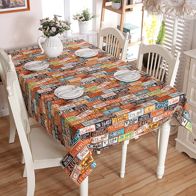 

Cotton thickened canvas tablecloth retro American license plate number Personalized Party table cloth home decoration WTOBOYS20