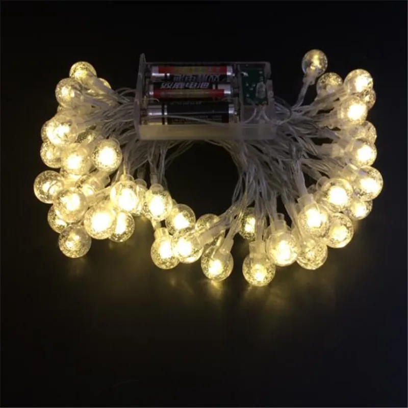 Хрустальный шар, 7,5 м, 50led, на батарейках, светодиодный светильник, светильник для наружной отделки, для праздника, Рождества, свадьбы, вечерние