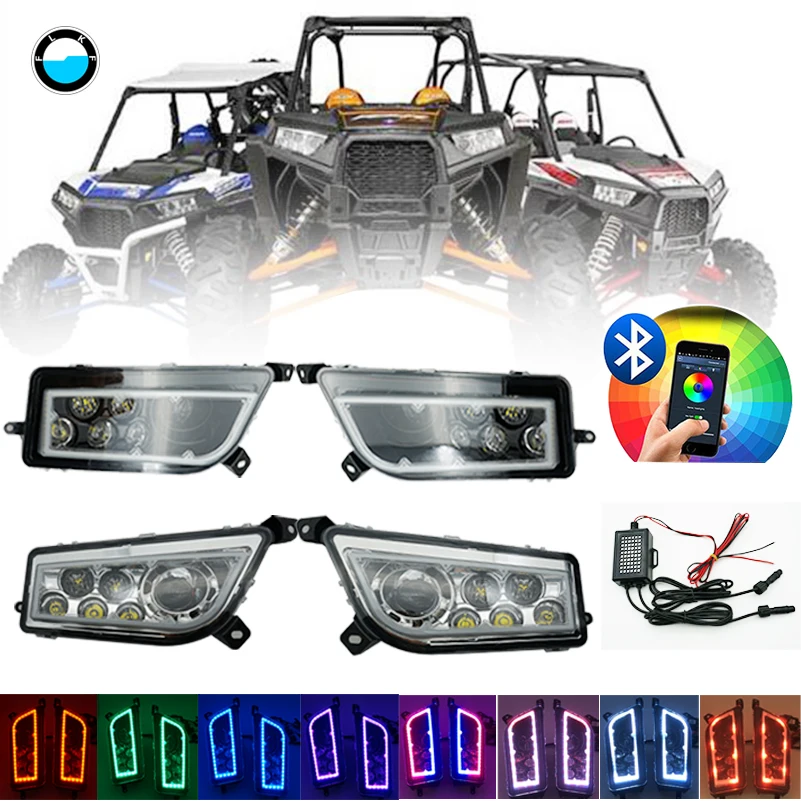 ATV UTV POLARIS RZR LED Headlights with RGB lights for Polaris Razor