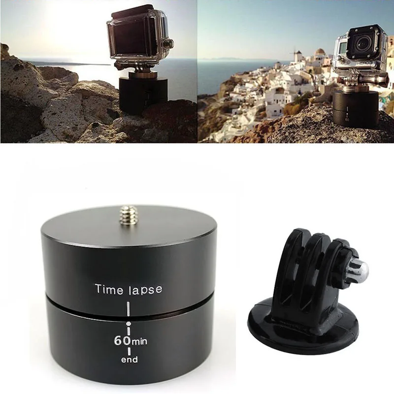 

360D Timer Clock time Lapse Stabilizer 1/4 Panning camera Tripod Head Adapter 60min For GoPro hero 6 5 DSLR Digital Camera