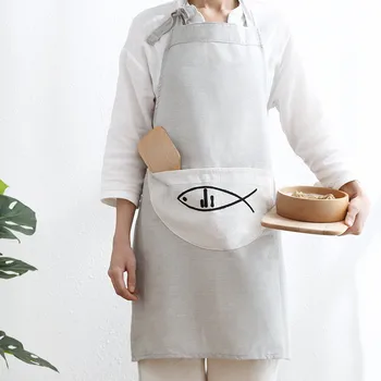 

Comfortable Full Bibs Fish Pattern Adjustable Dining Room Accessories Housework Aprons Waterproof Oil Resistance Cooking Apron