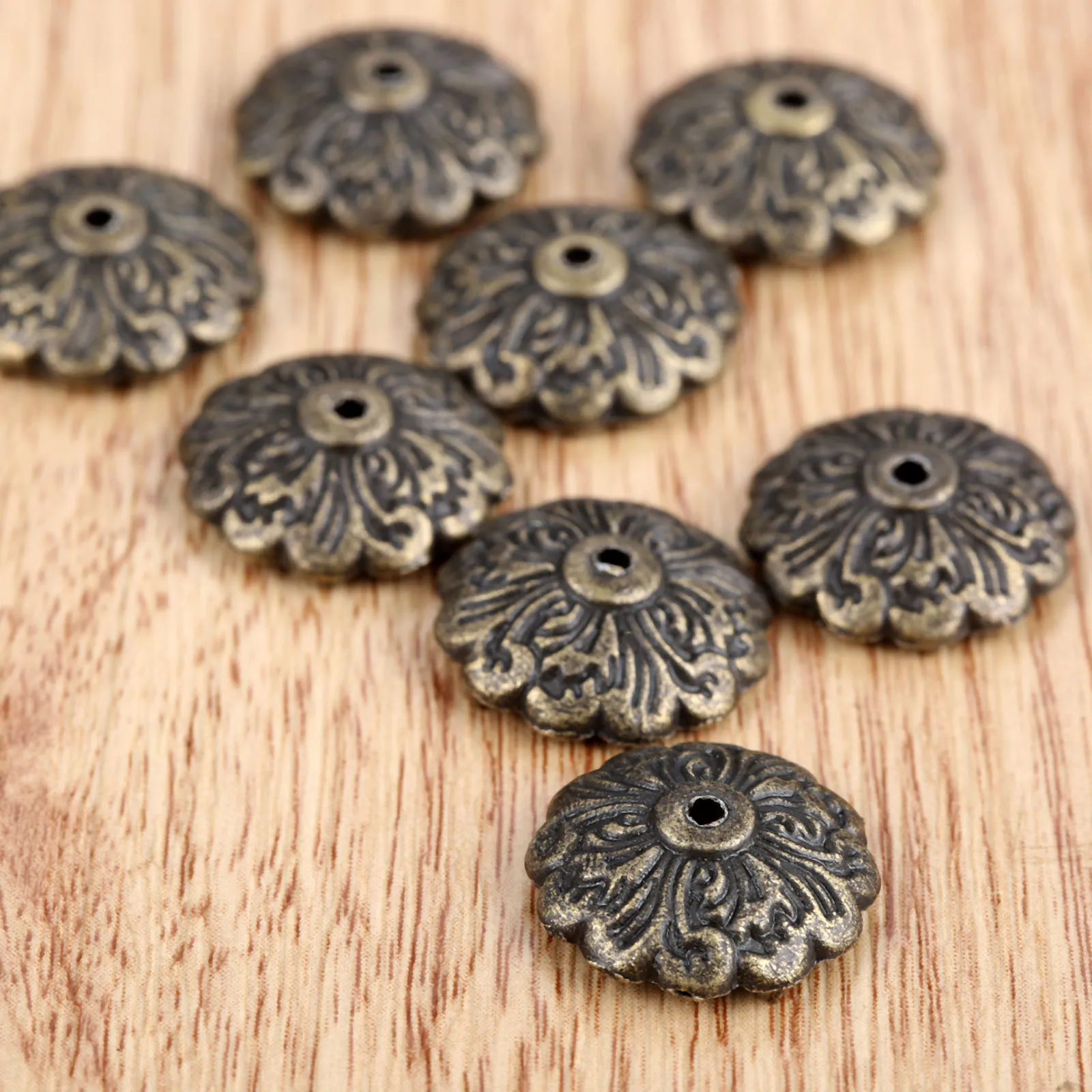 50Pcs 15mm Dia.Antique Brass Upholstery Nail Jewelry Chest Wine Gift Box Decor Tack Stud For Furniture Hardware