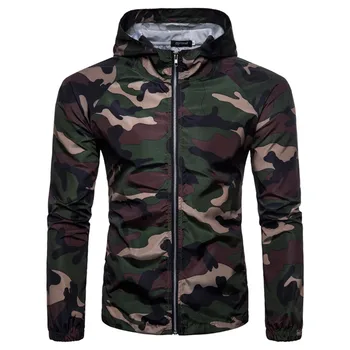 

2018 Men's New Gyms Fitness Men jacket Fashion Camouflage Print Slim Hooded Mens Jacket Casual Body Builder Joggers Sportswear