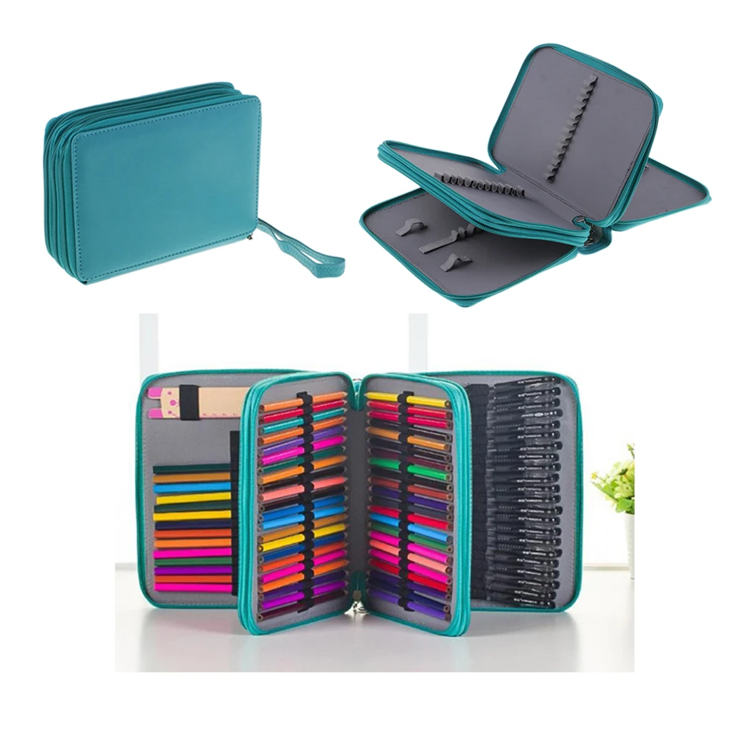 

72 Slot Large Art Colored Pencil Storage Case Zipper Bag Holder Pen Case Organizer with Compartment (Color Random Ship)