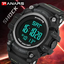 Для мужчин цифровые наручные часы в стиле милитари спортивные электронные светодиодный часы для бега Фитнес 50 м Водонепроницаемый хронограф с секундомером, наручные часы с механизмом