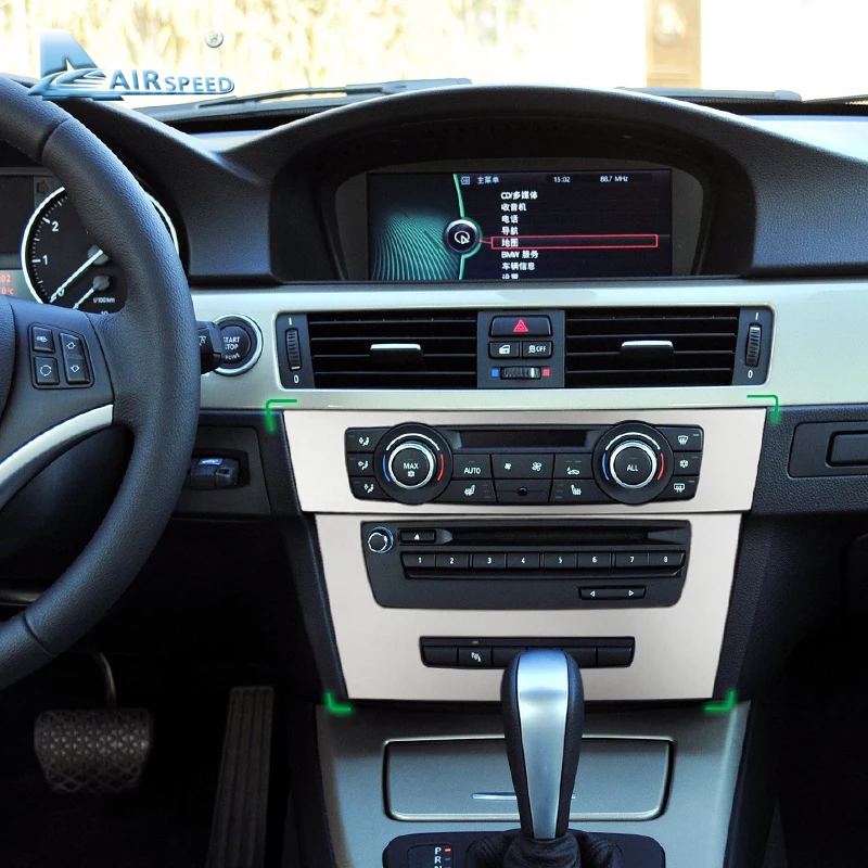 Скорость полета автомобиль AC CD Управление панель наклейка крышку консоли Frame с отделкой навигации для BMW E90 3 серии 2005-2012 стайлинга