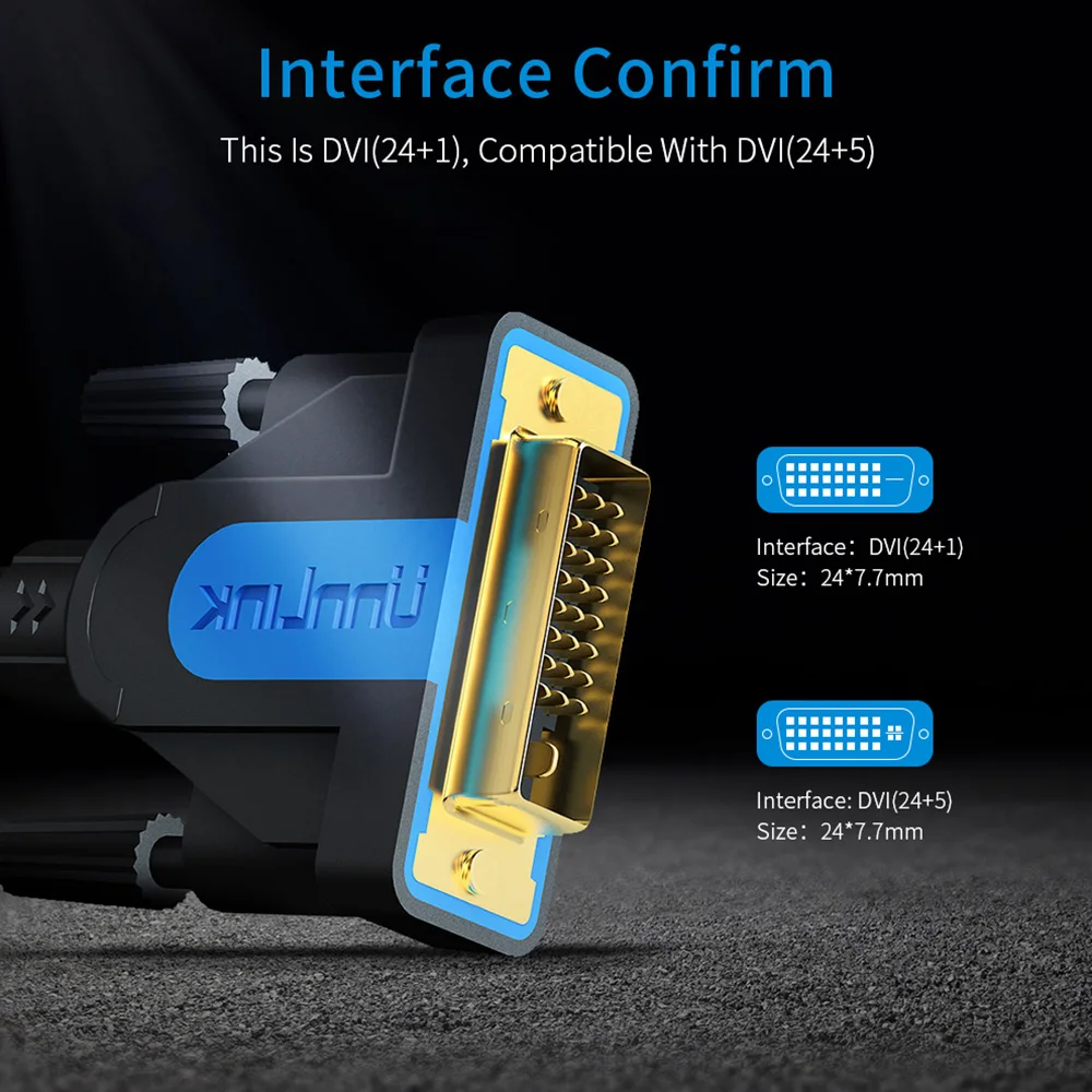Unnlink DVI كابل DVI-D 24 + 1 UHD 4 K وصلة مزدوجة قناة 1080 P 144 الذهب مطلي 1.5 M 3 M 5 M 8 M 15 M للكمبيوتر شاشة التلفاز العارض Unnlink DVI كابل DVI-D 24 + 1 UHD 4 K وصلة مزدوجة قناة 1080 P 144 الذهب مطلي 1.5 M 3 M 5 M 8 M 15 M للكمبيوتر شاشة التلفاز العارض
