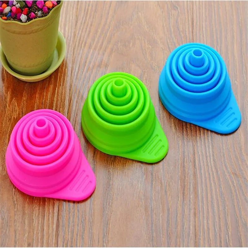 1PC Portable Oil Honey Funnels Silicone Folding Liquid Funnel Folding Wine Collapsible Style Hopper Kitchen Things Cooking Tools