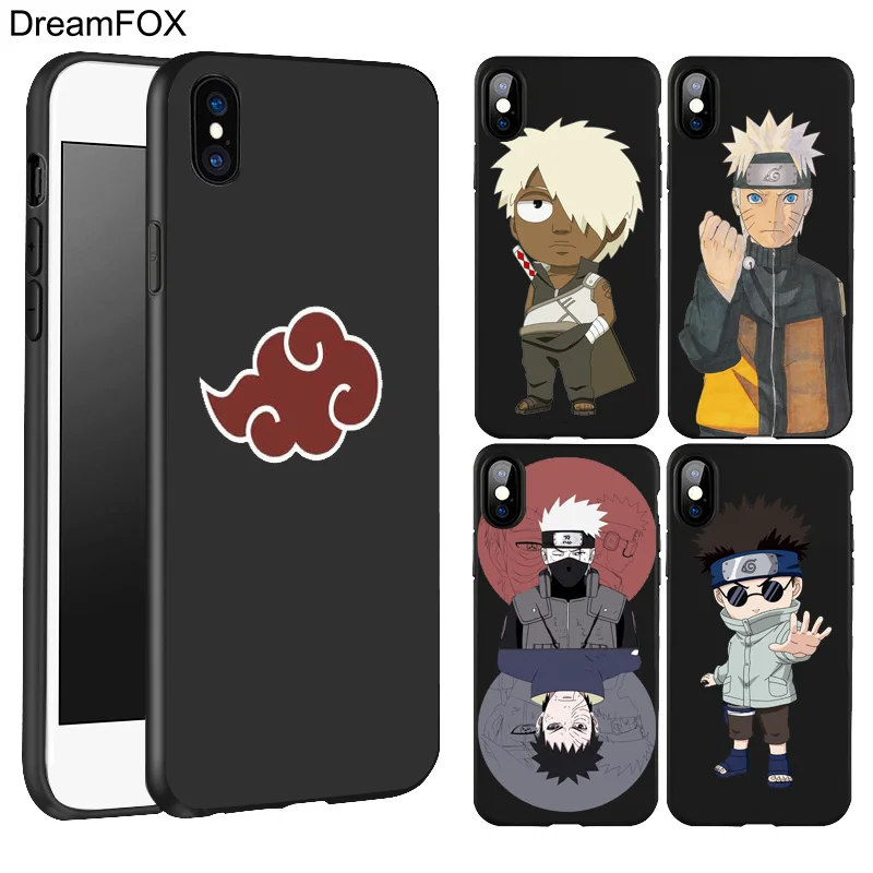 Koop DREAMFOX L036 Fashion Anime Naruto Black Soft TPU Silicone Case Cover Voor Apple iPhone XR XS Max X 8 7 6 6 s Plus 5 5 s 5g SE