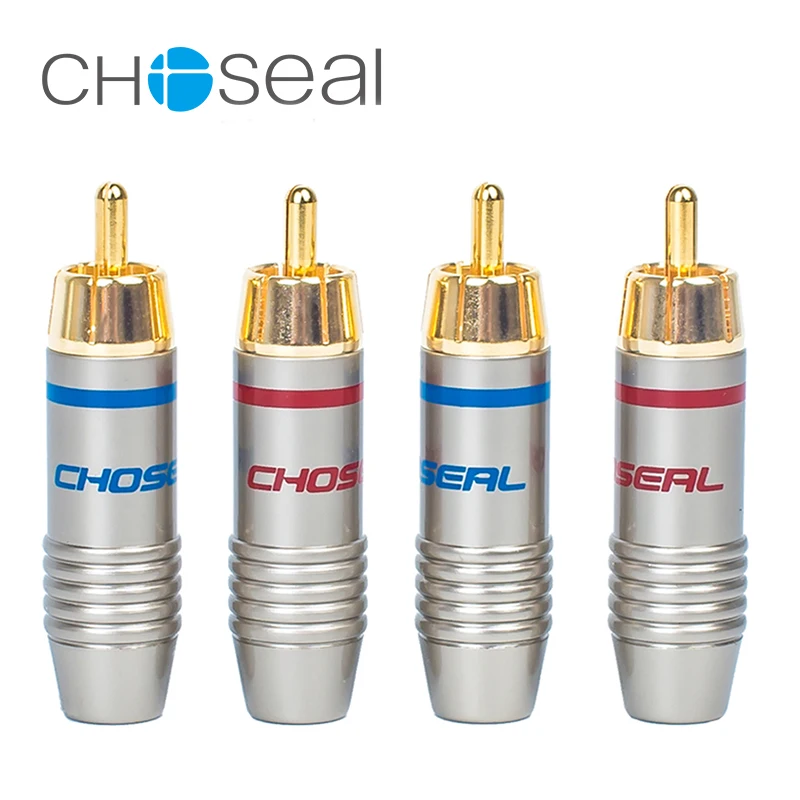 

Choseal 30th anniversary QS6042 4Pcs/lot DIY RCA Connector Gold plate Male Plug Coaxial Connector Adapter Speaker Audio Adapter