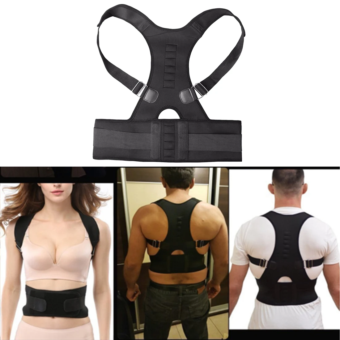 

Pro Unisex Spine Support Belt Magnetic Posture Corrector Neoprene Back Corset Brace Straightener Shoulder Back Belt