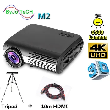 

Poner Saund M2 LED 4K 2K FULL HD projector 6500 Lumens 3D Home Theatre Support HDMI USB VGA AV Vs led9 100 inch curtain Optional