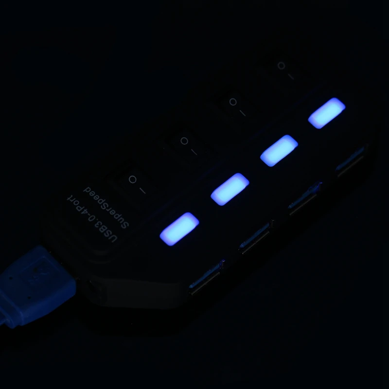 Высокая Скорость 4-Порты и разъёмы USB 3,0 концентратор с переключателем светодиодный индикатор USB разветвитель адаптер