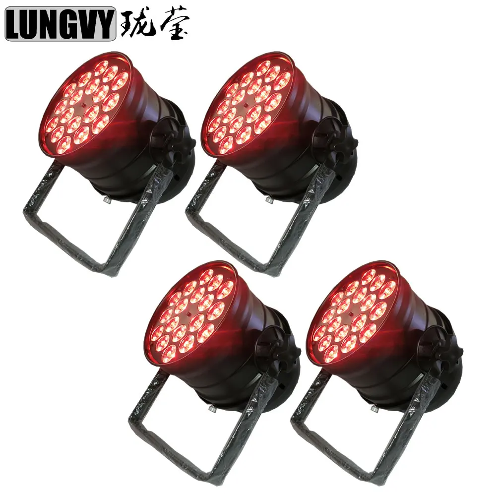 Free Shipping 4pcs/lot 18*18w RGBWA UV 6in1 Color DMX LED Par Cans 64