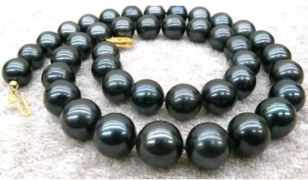 

very beautiful + 10-11mm Tahitian Black Pearl Necklace 19" 14K Gold Clasp