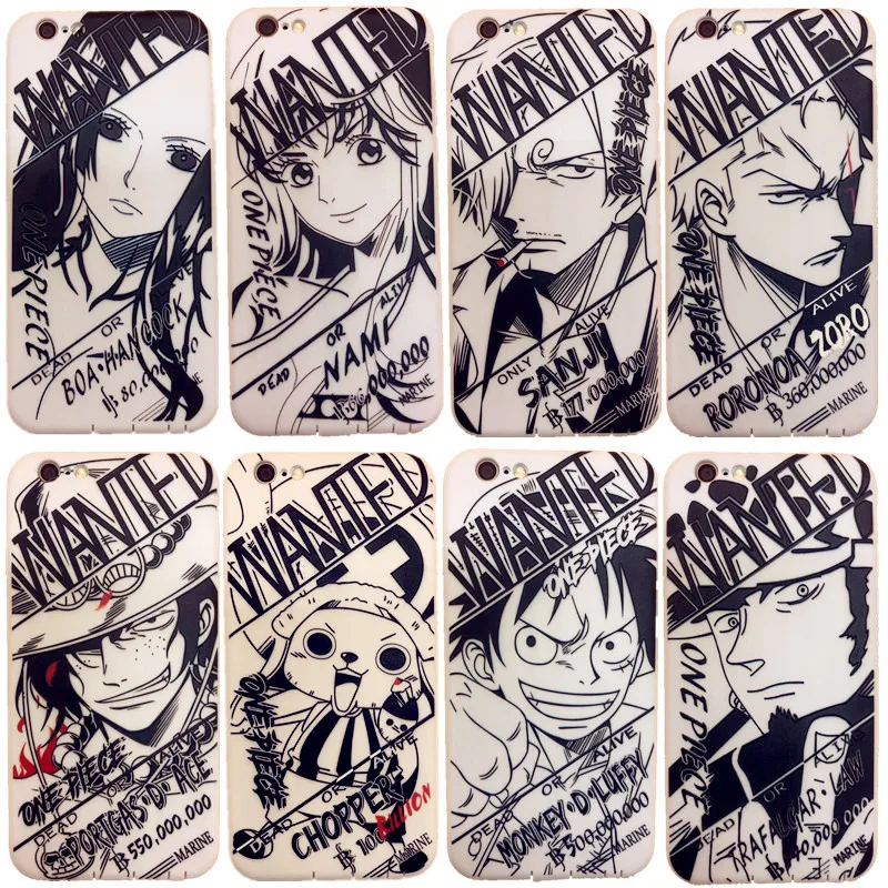 

Case for Apple iphone 6 6s 6plus 6splus case One Piece cartoon Sketch Monkey D Luffy soft cover soft shell 4.7 5.5 inch