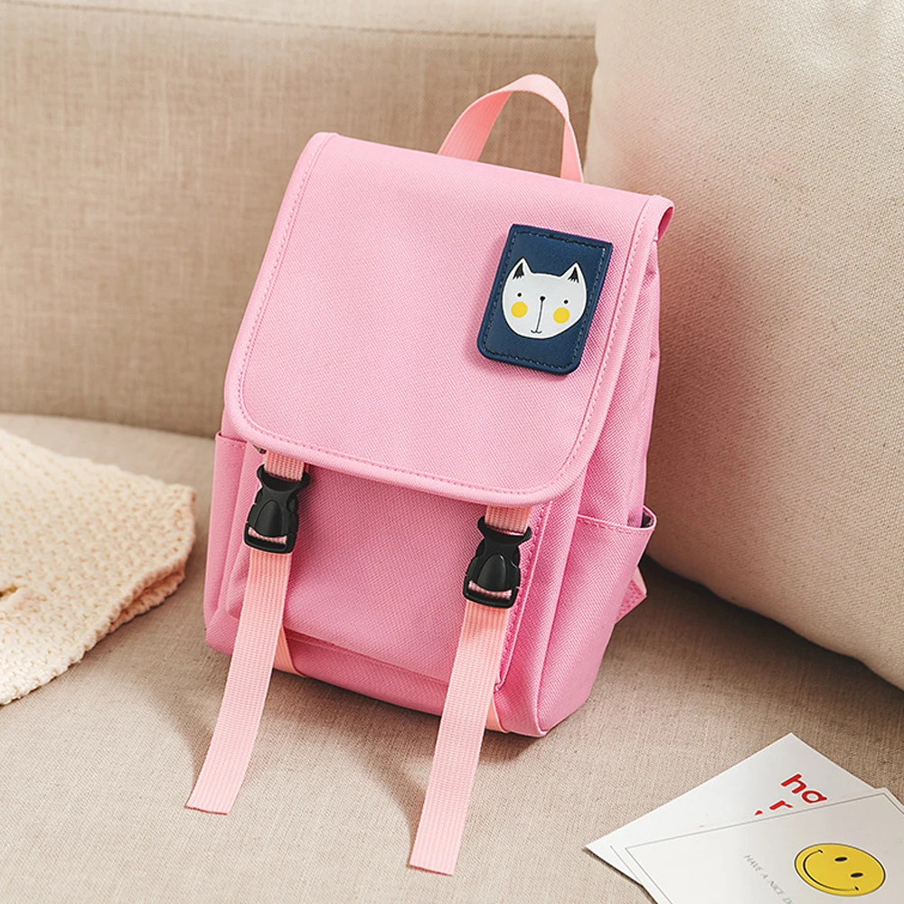 Рюкзак для маленьких детей, для путешествий, для девочек, в школьном стиле, одноцветная простая и Милая мини-сумка с кошкой