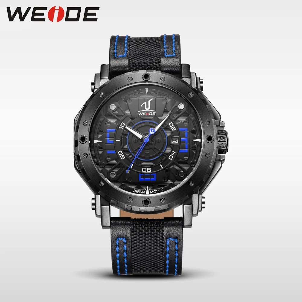 

WEIDE men watch luxury brand waterproof watch leather watchbands along quartz Auto Date watches sport clock relogio masculino