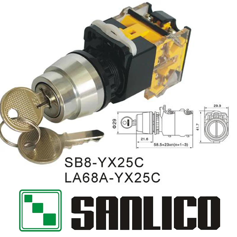 

key lock switch selector switch rotary switch knob switch two or three position SB8(LA68A LAY39)-YX25C