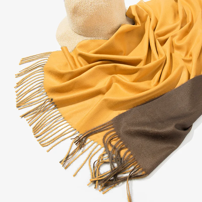 Натуральная кашемировая пашминовая шаль шарф меховые шарфы женские мужские однотонные Двойные Цвета длинный большой теплый зимний шарф с кистями