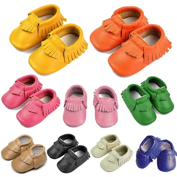 

201 Cute Baby Moccasin Newborn Baby Prewalkers Shoes First Walker Soft Bottom Non-slip PU Leather Tassel Toddler Boot 88