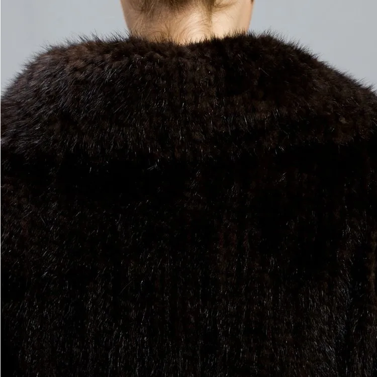 Норковая шерсть, вязаная шуба, норковая одежда, меховая женская модная куртка с отворотом, зимняя меховая куртка
