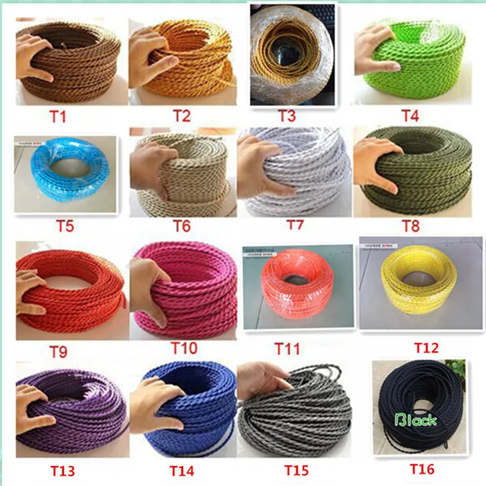 10m  many 2 x0.75 mm fabric cable antique special way, Vintage wire eters Brown braided c (18)