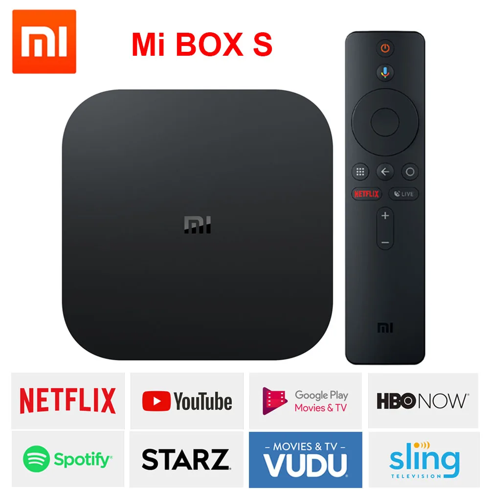 Xiaomi Mi Box S Smart tv Android 8 1 4 K HDR четырехъядерный 2G 8G wifi Google Cast Netflix IP телеприставка