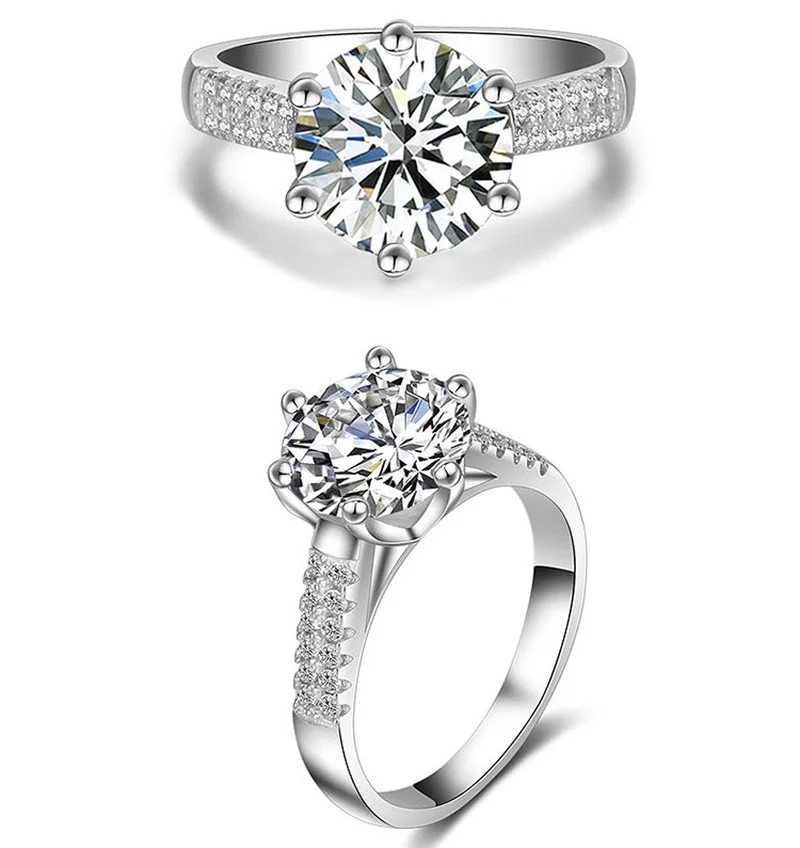 Настоящее Высокое качество корона большой 2 карата моделирование Moissanite кольцо