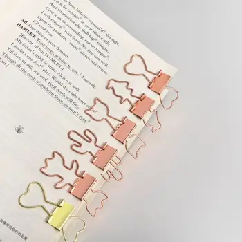 

12pcs Creative Cat Heart Cactus Binder Clip Paper Pile Photo Message Ticket Clips Organizer Korean Office School Supplies