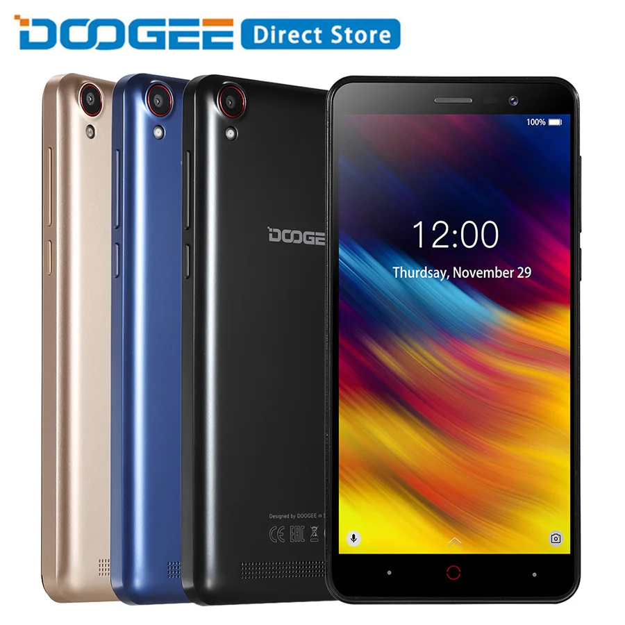 

Doogee X100 Mobile Phone MTK6580 Quad Core Android 8.1 1GB RAM 8GB ROM 3G WCDMA 5.0MP Dual SIM Smartphone 4000mAh GPS 5.0inch