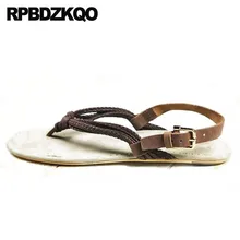 Известный бренд; итальянская водонепроницаемая обувь с открытым носком; модные мужские сандалии на плоской подошве в римском стиле; кожаные летние дизайнерские пляжные сандалии