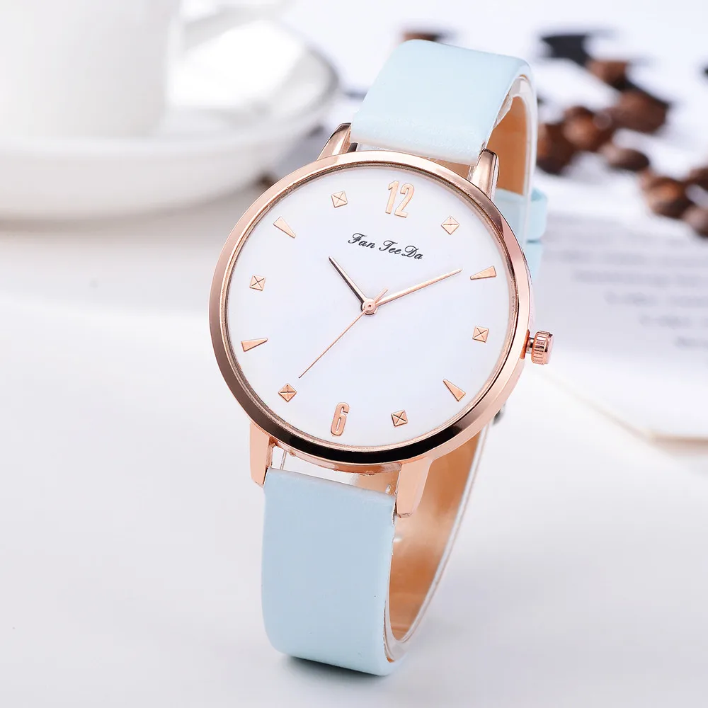 Fanteeda брендовые кожаные часы для женщин, креативные повседневные кварцевые наручные часы, женские часы с белым циферблатом, спортивные часы-браслет, подарок на год F