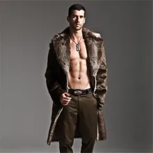 Мужское пальто из искусственного меха, зимнее пальто размера плюс из искусственного меха, мужские куртки-парки, длинные кожаные пальто с воротником