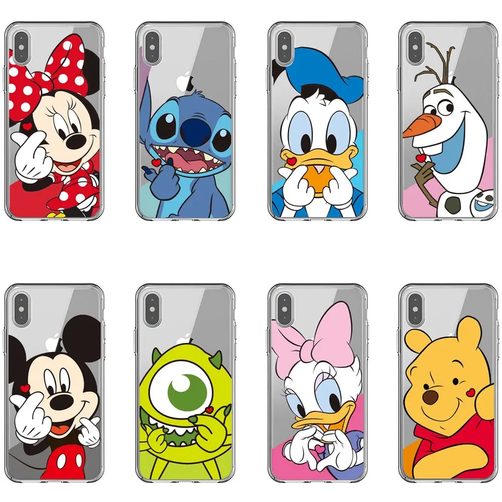 

Cartoon Winnie pooh Stitch Mickey Minnie Snowman Soft Silicone Phone Case Cover For iPhone X 5 5S SE 6 6SPlus 7 8 Plus XS MAX XR