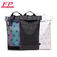 Светящийся рюкзак, складная Сетчатая Сумка, мужские дорожные рюкзаки для ноутбука, геометрические женские школьные сумки, фосфоресцирующий рюкзак для девочек-подростков