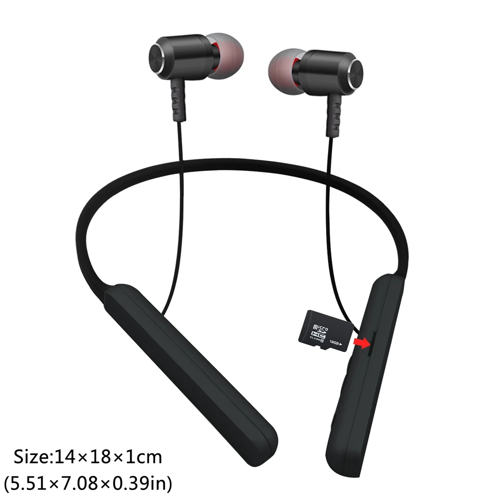 

With TF Memory Card Bluetooth Neckband Headset Handfree Sports Bluetooth Headset with Mic Support TF card Earphones for Xiaomi