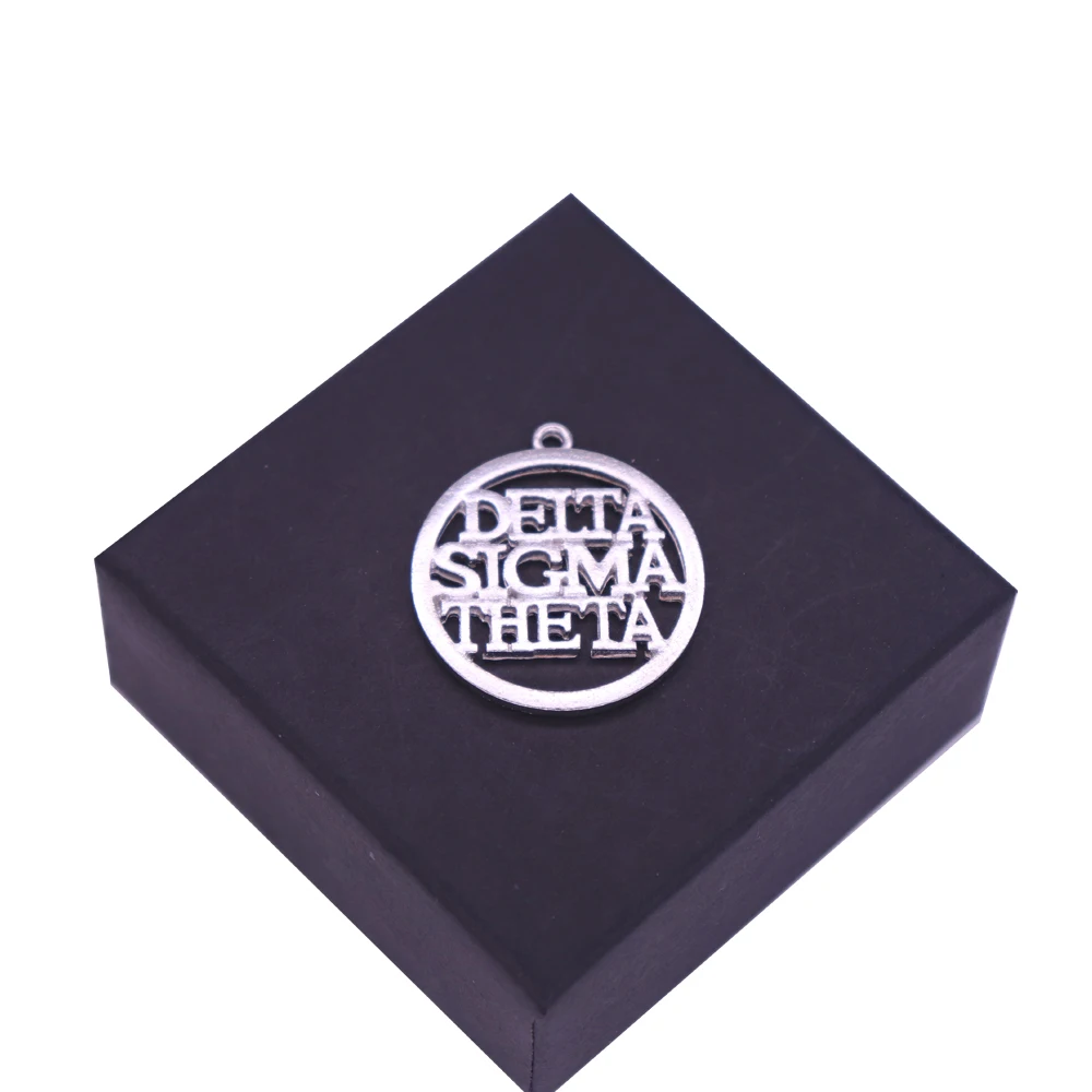 Двойной металлический греческие буквы DST Этикетка Знак Дельта Сигма Тета Кулон Шарм круглой формы колледж ювелирные изделия Новая мода